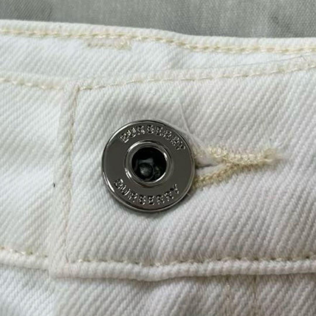 現行タグ✨バーバリー152(12y) ホワイトデニムパンツ　ロコボタン　XS〜S