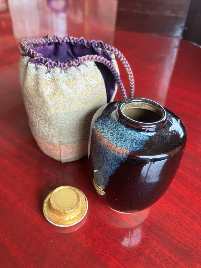 茶入棗　茶道具　肩衝茶入　仕覆付　点前道具