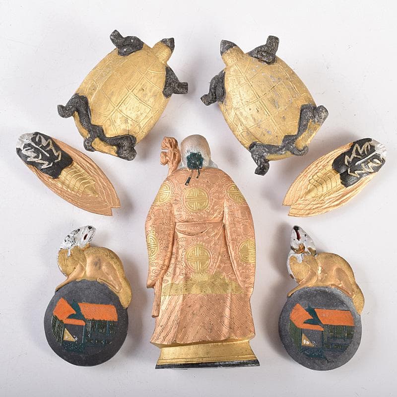 中国　書道具　頤和書屋　徽州曹素功造　桃仙人形　古墨　29点　M　R8070B