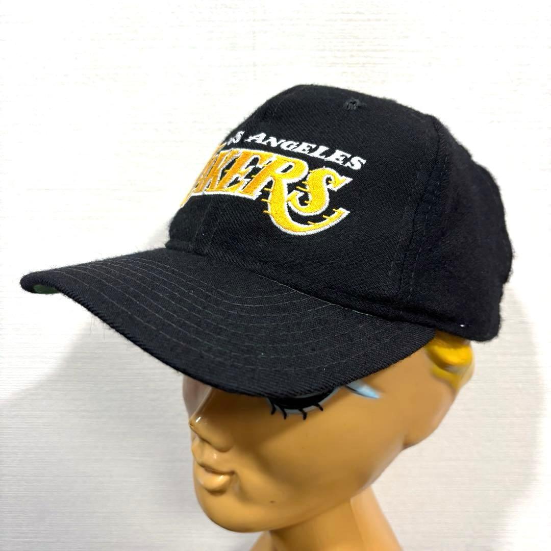 90s 黒 スターター ロサンゼルス レイカーズ オフィシャル ウール キャップ