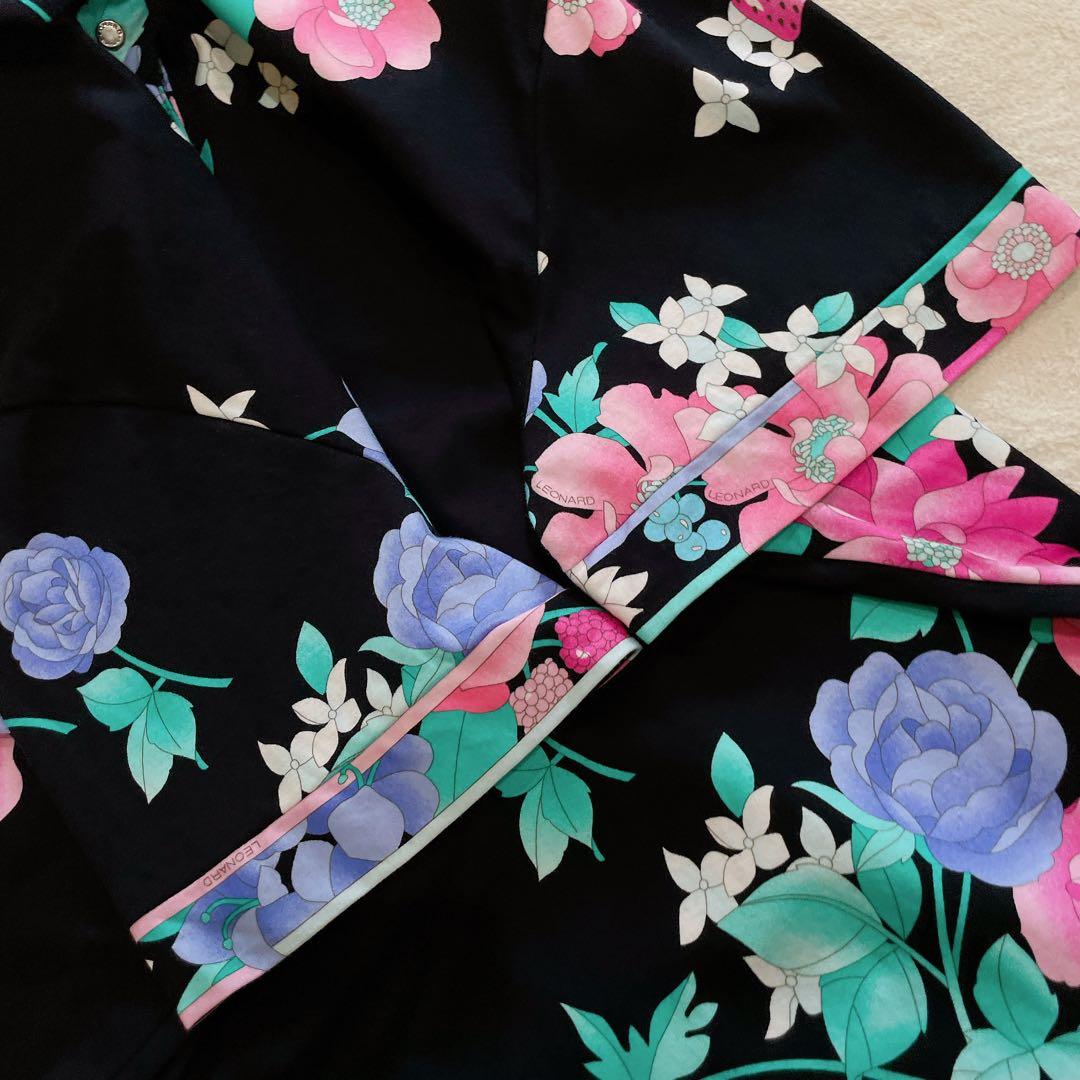 レオナール　ポロカットソー　近年モデル　襟付き　サイドスリット　黒　日本製　XL