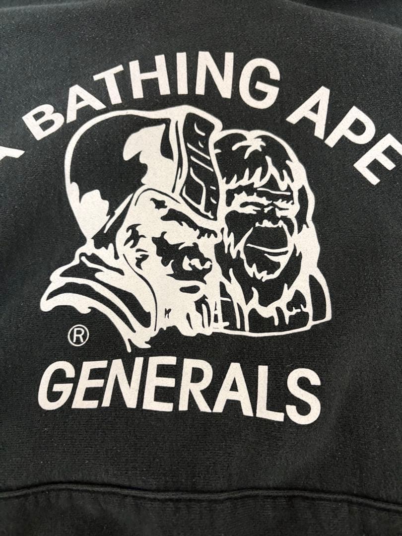 激レアL！BAPE GENERALS APEプルオーバーパーカー黒