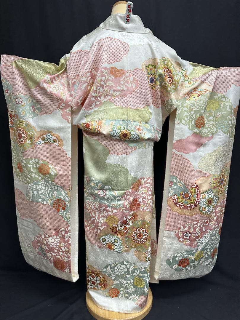 商談中 逸品 白地 染め分け華文 振袖 梅垣織物 フルセット 小田急誂え