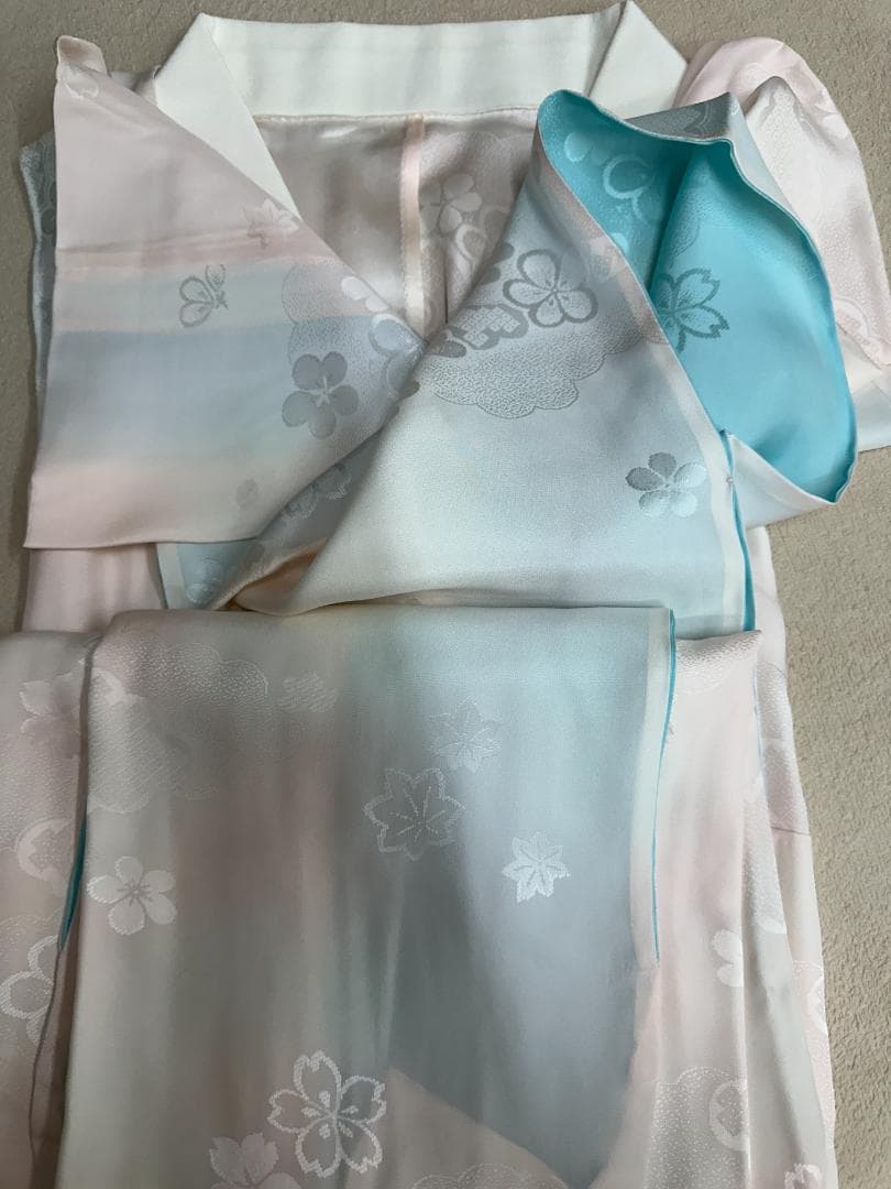 商談中 逸品 白地 染め分け華文 振袖 梅垣織物 フルセット 小田急誂え