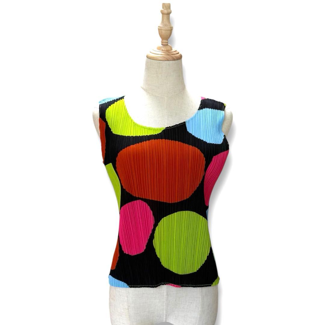 希少★プリーツプリーズ イッセイミヤケ カラフル タンクトップ レディース 3