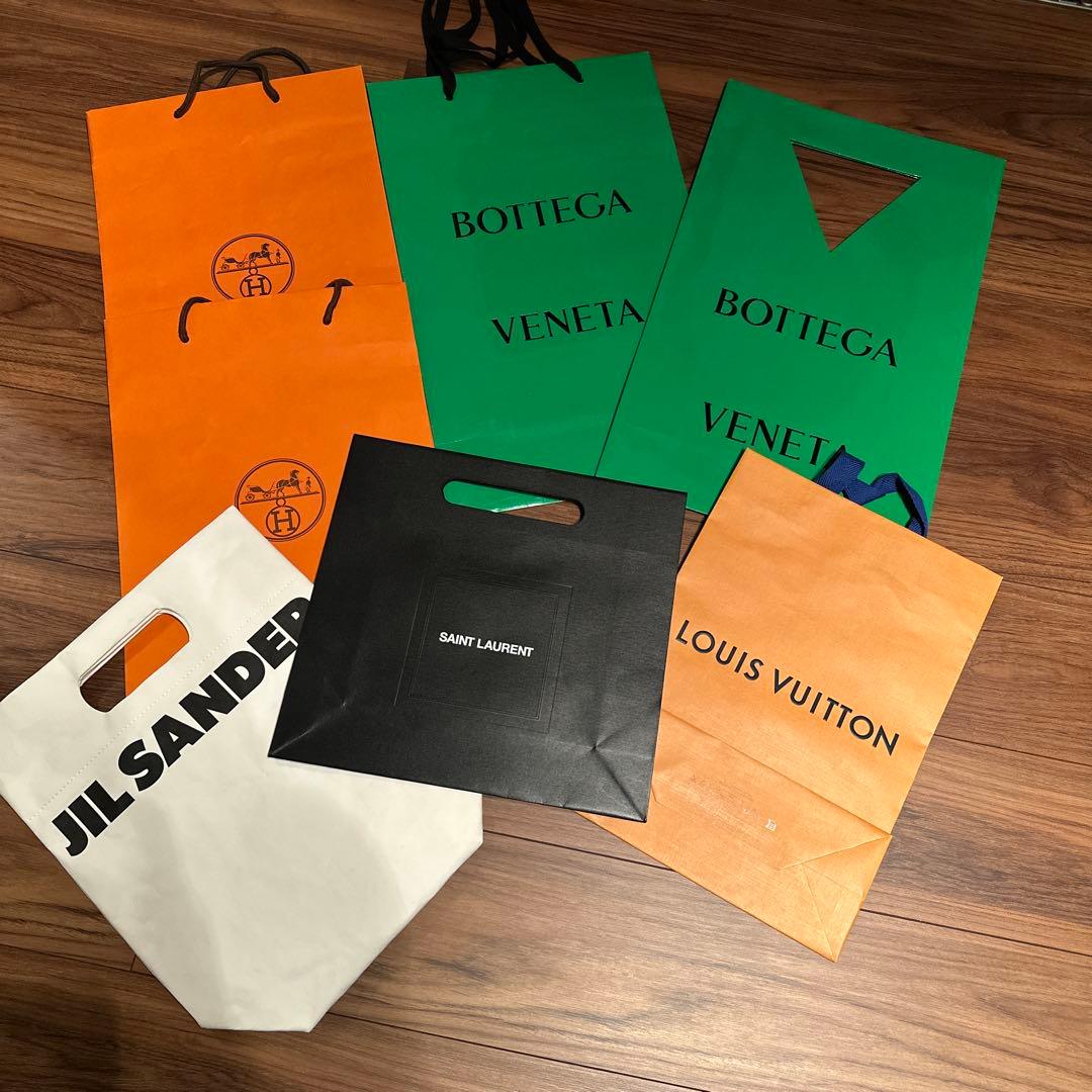 ボッテガ、エルメス、ヴィトン、ジルサンダー、サンローラン、ショップ袋7枚セット