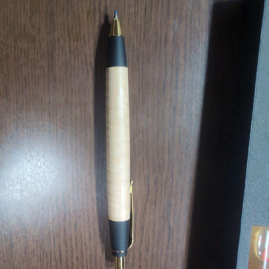 野原工芸　栃縮杢のボールペン・スタンダード-ゴールド（SANZOクリップ）