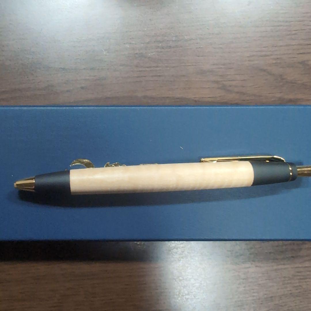 野原工芸　栃縮杢のボールペン・スタンダード-ゴールド（SANZOクリップ）