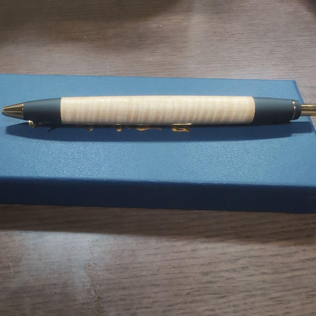 野原工芸　栃縮杢のボールペン・スタンダード-ゴールド（SANZOクリップ）