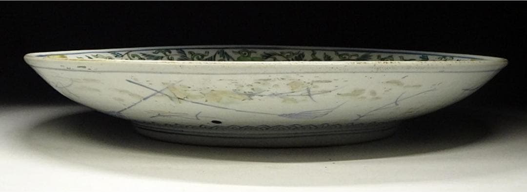 時代物 色絵草花紋 大皿 径約37.5cm 太明成化年製 初期古伊万里 有田焼