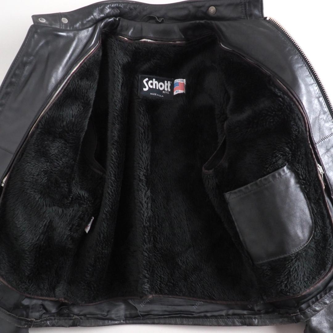 Schott　641　USA製　40　シングルライダース　ボアライナー