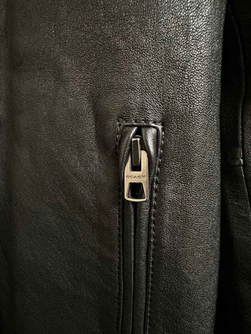 COACH 黒 レザー シングルライダースジャケット