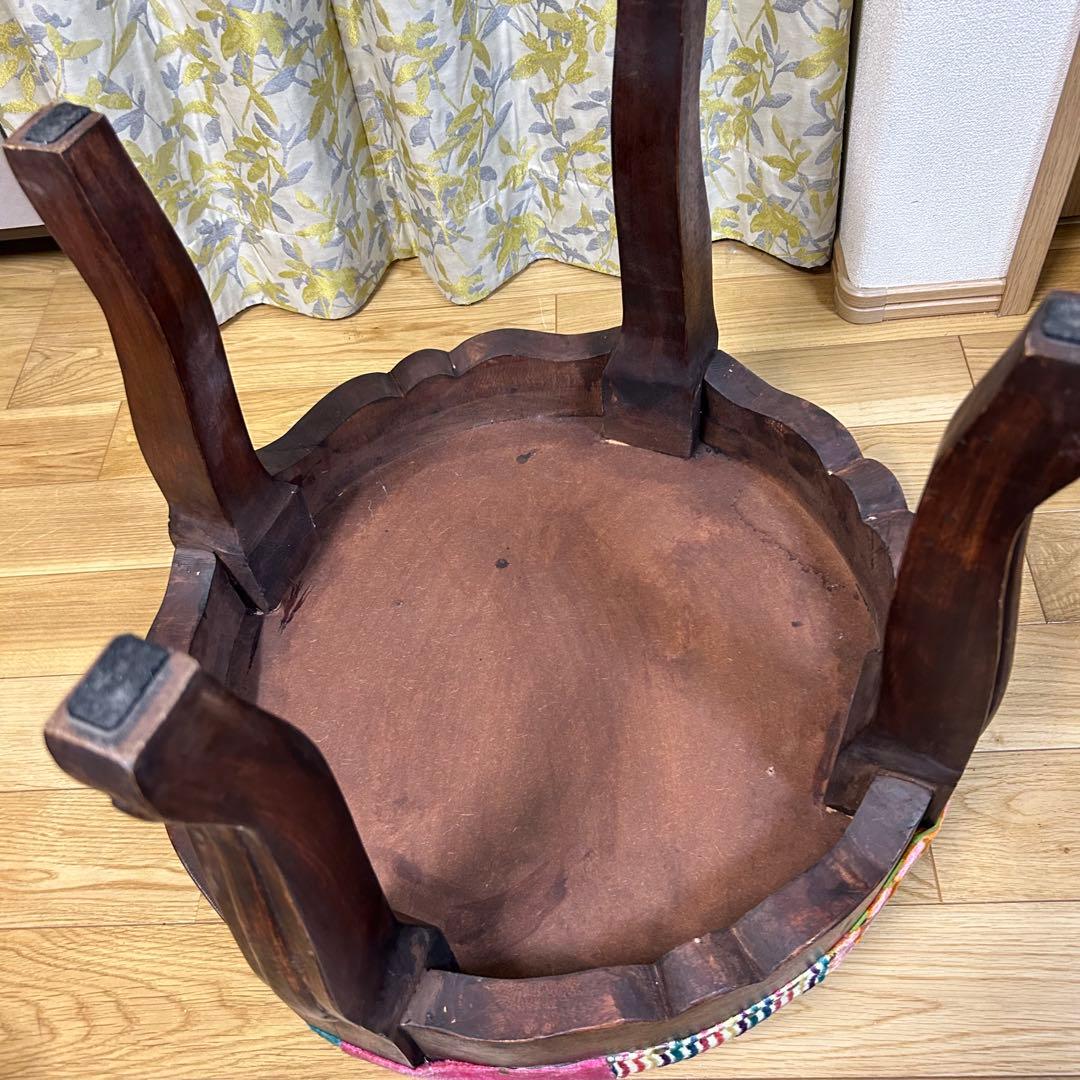 北欧 木製 スツールパッチワーク アンティーク調 チェアー