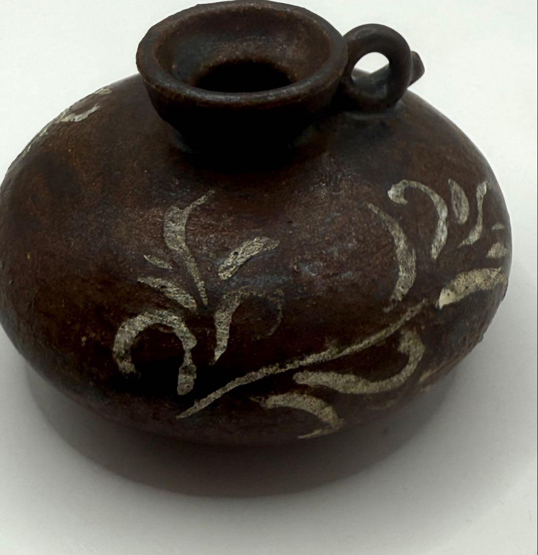 李朝　飴釉　唐草紋水滴　アンティーク　送料込み250515