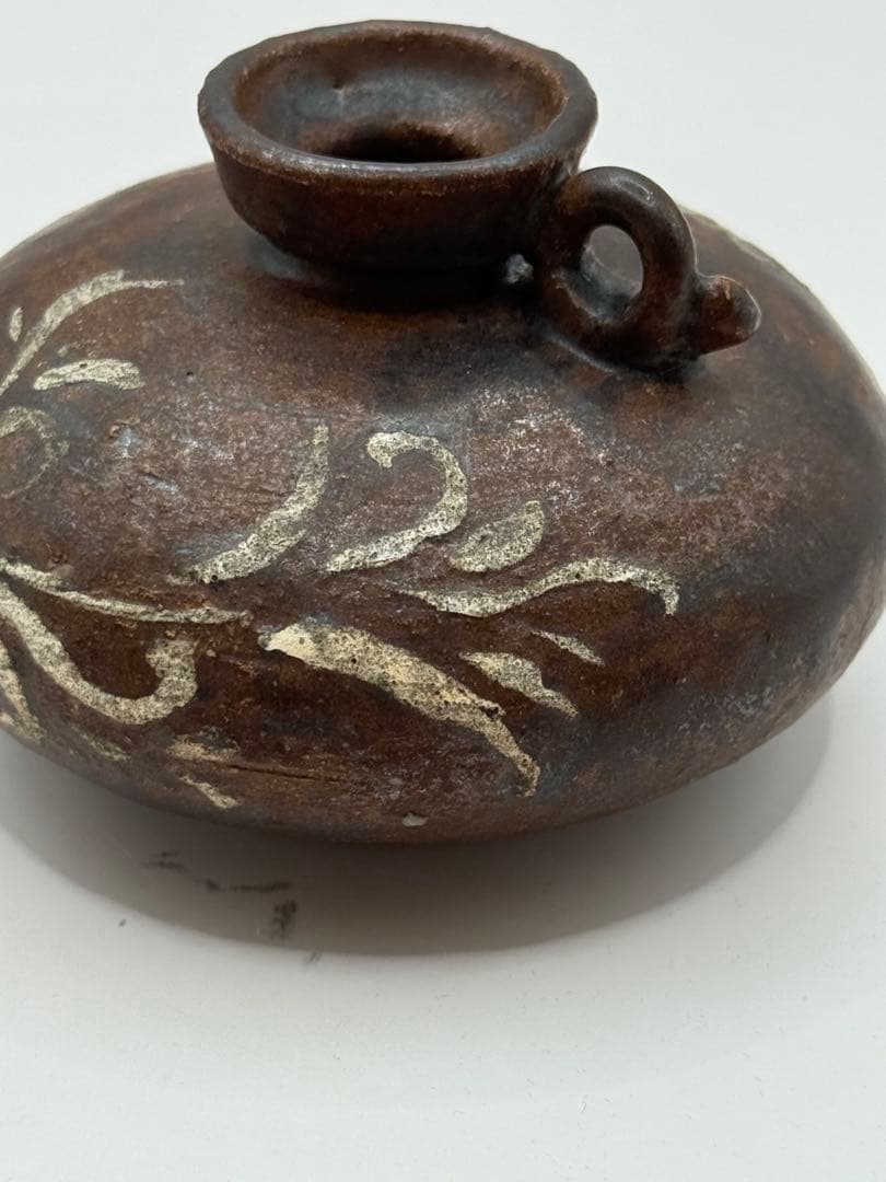李朝　飴釉　唐草紋水滴　アンティーク　送料込み250515
