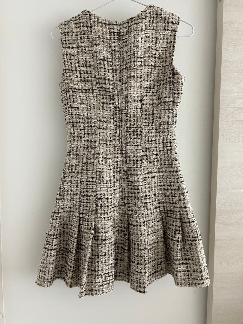 極美品 ローブドフルール ドレス キャバ ミニ ツイード ラメ プリーツ