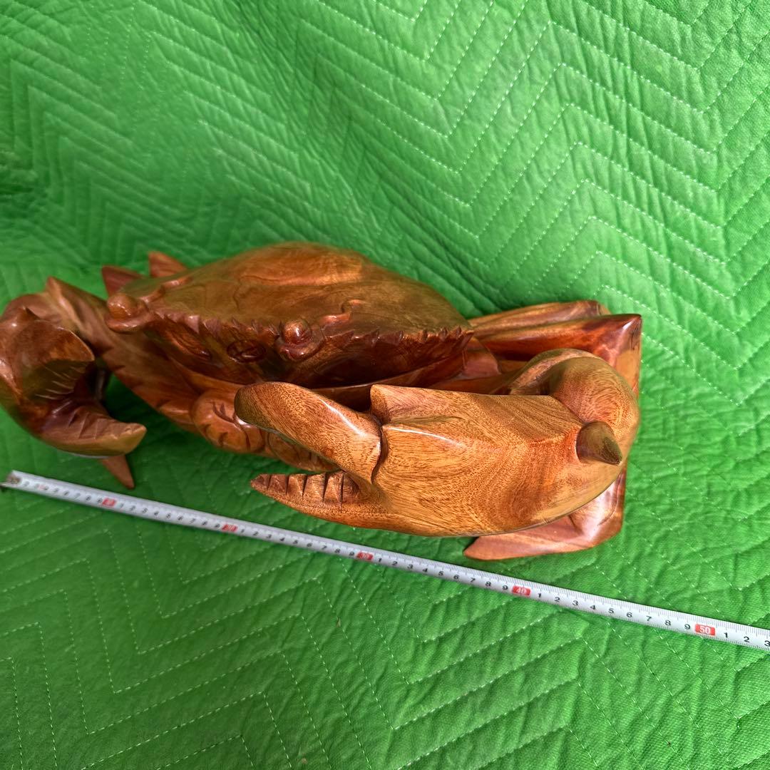 木彫り　蟹 カニ 隠し収納②