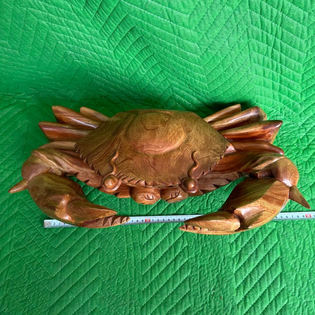 木彫り　蟹 カニ 隠し収納②