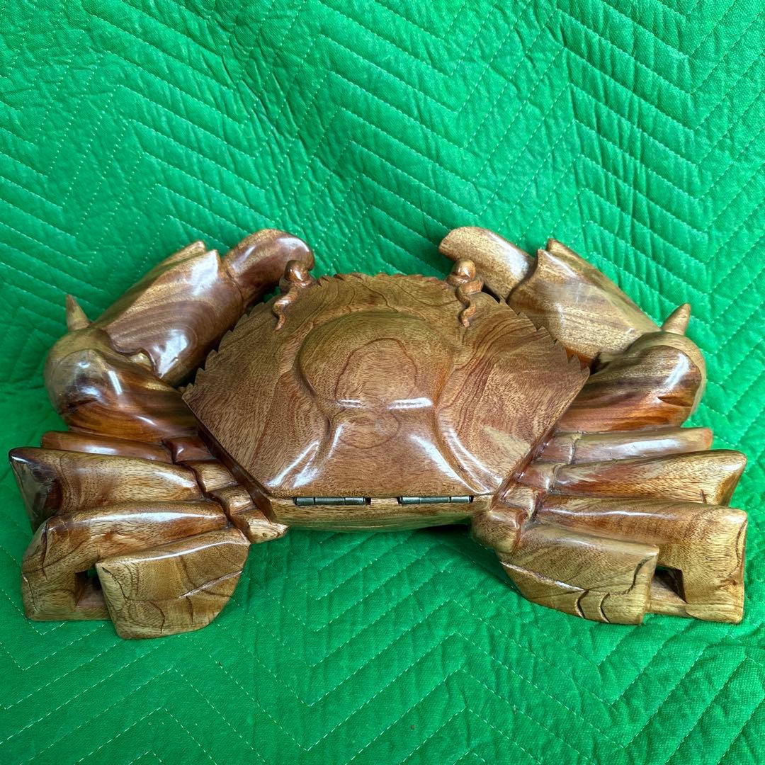 木彫り　蟹 カニ 隠し収納②