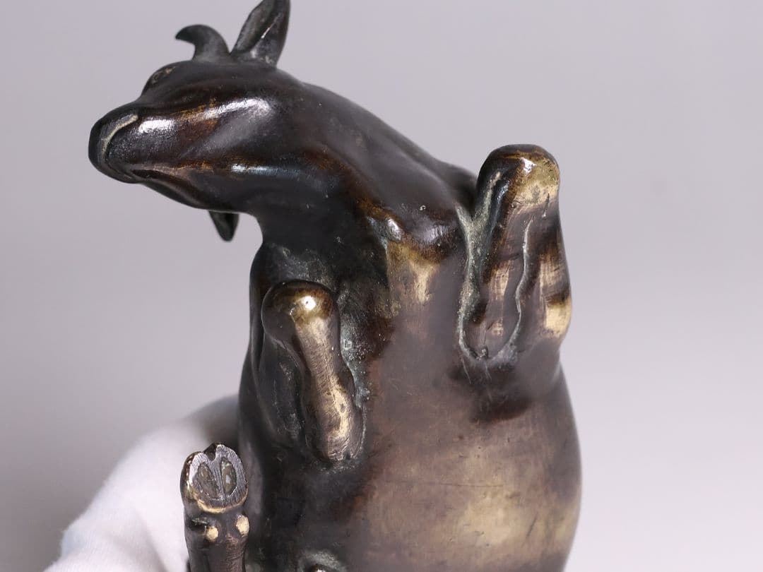 古銅 牛 置物 658g 金工 銅製 時代【MA831】
