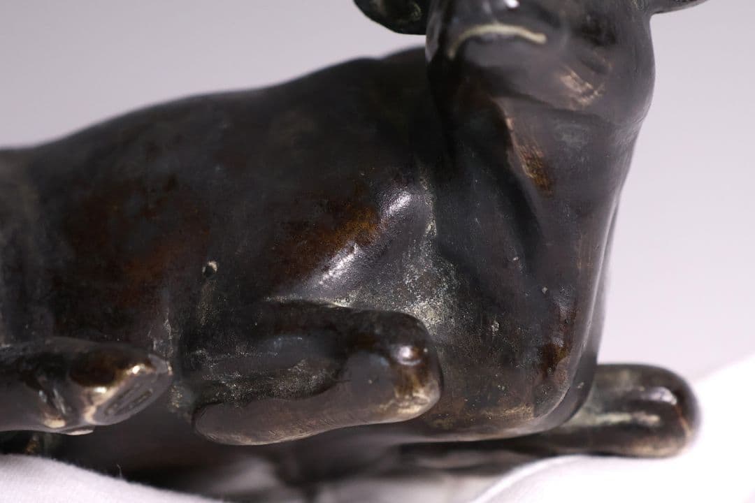 古銅 牛 置物 658g 金工 銅製 時代【MA831】