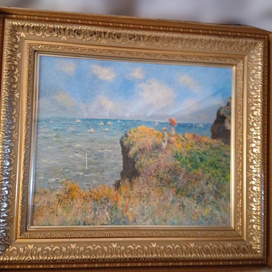 未使用☆モネ プールヴィルの断崖の上の散歩 名画復刻 証明書有 三越限定品