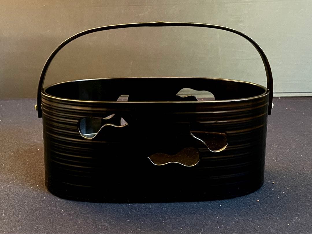 割引❣️【美品】「祖」 鵬雲斎好 六瓢透かし 莨盆 平安 満樹 共箱 共布（A莨）