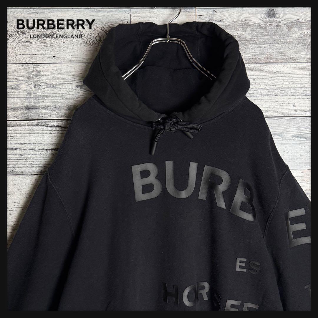 【希少XLサイズ】バーバリー☆ ホースフェリー ビッグロゴ パーカー ブラック.
