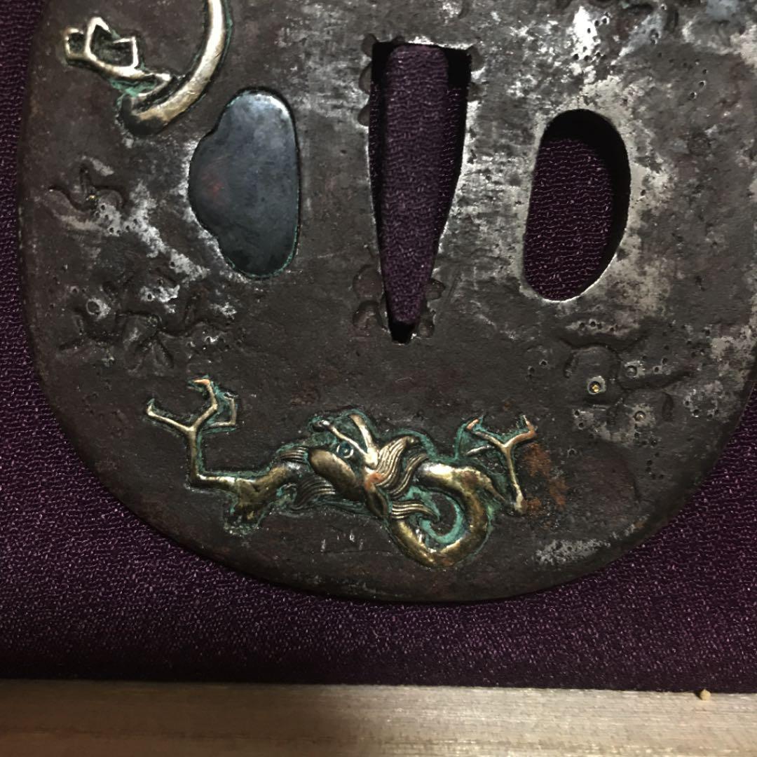 コレクター所蔵　飛竜図（雨龍図）刀鍔　江戸期〜保証