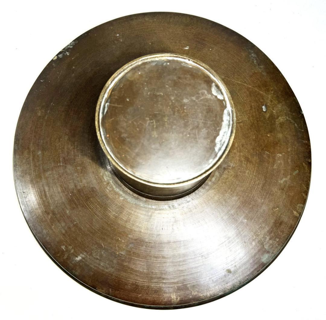 江戸時代 古銅 塗金 雙龍耳花鳥珍獣彫薄端 花器 置物 旧家蔵出WWST025