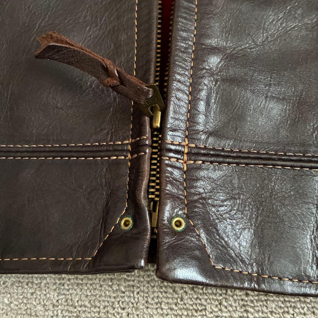 最終価格 フラットヘッド ホースハイド シングルジャケット 茶 38 レザー