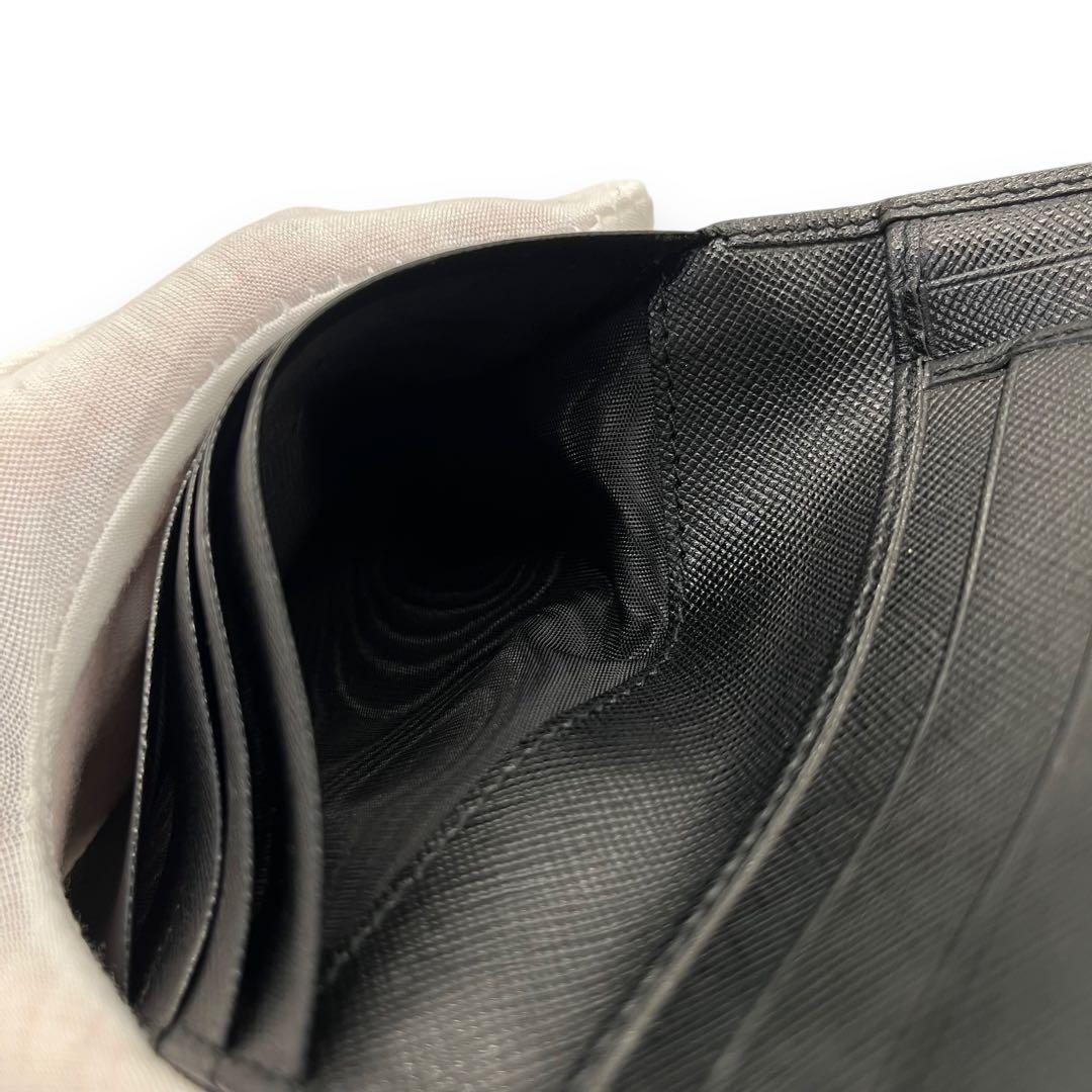 極美品■プラダ ナイロン キルティング ラウンドジップ財布 サフィアーノレザー