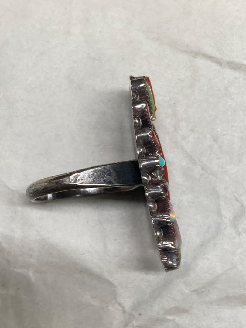 からか インディアン マルチストーン ニードルポイント リング