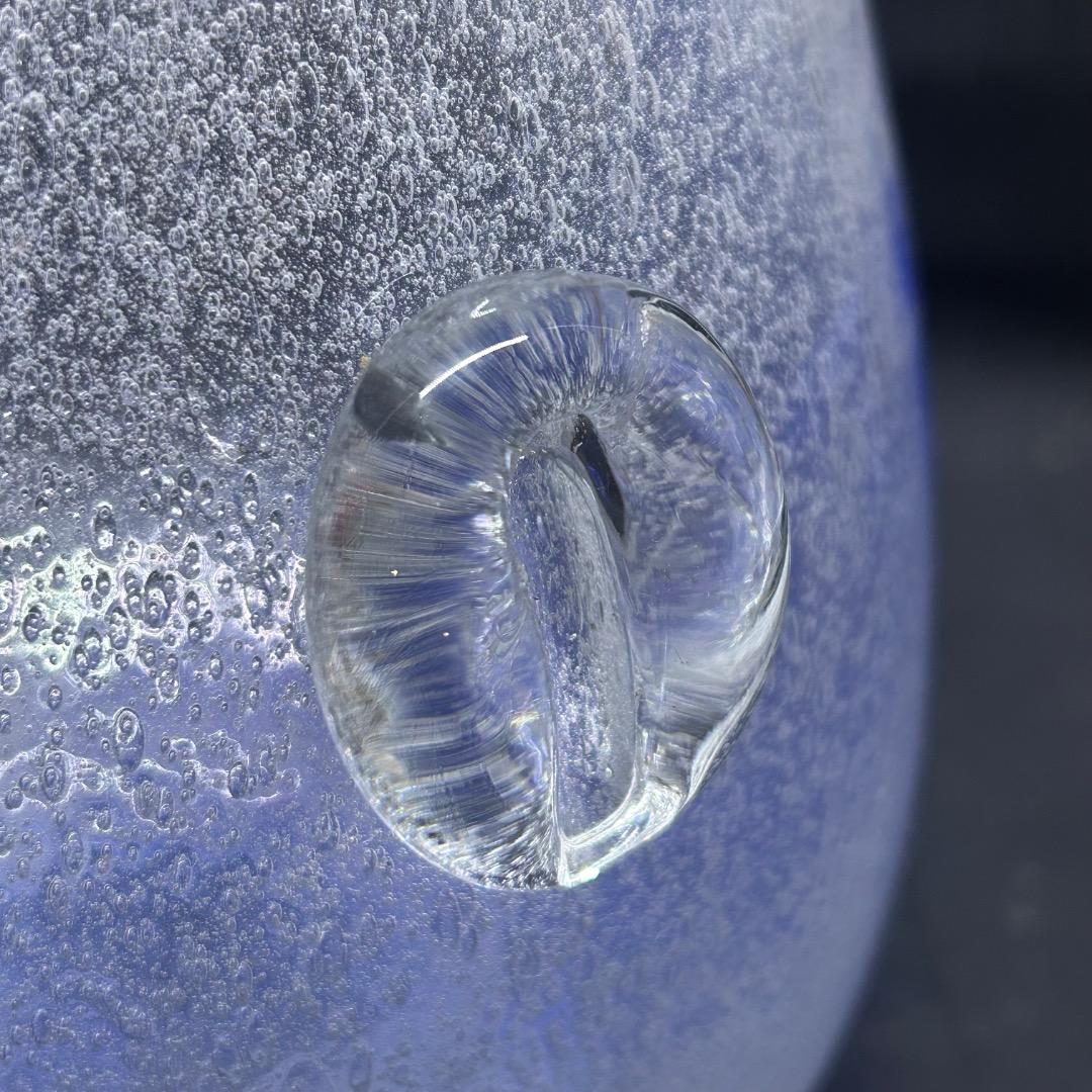 ▽Eb左1114 ガラス製 水指 漆蓋付き 琉球硝子？ 気泡 ガラス