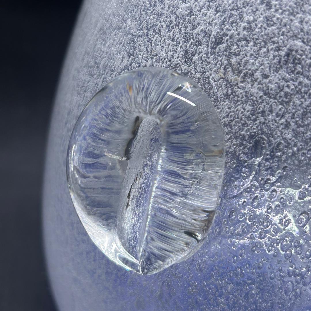 ▽Eb左1114 ガラス製 水指 漆蓋付き 琉球硝子？ 気泡 ガラス