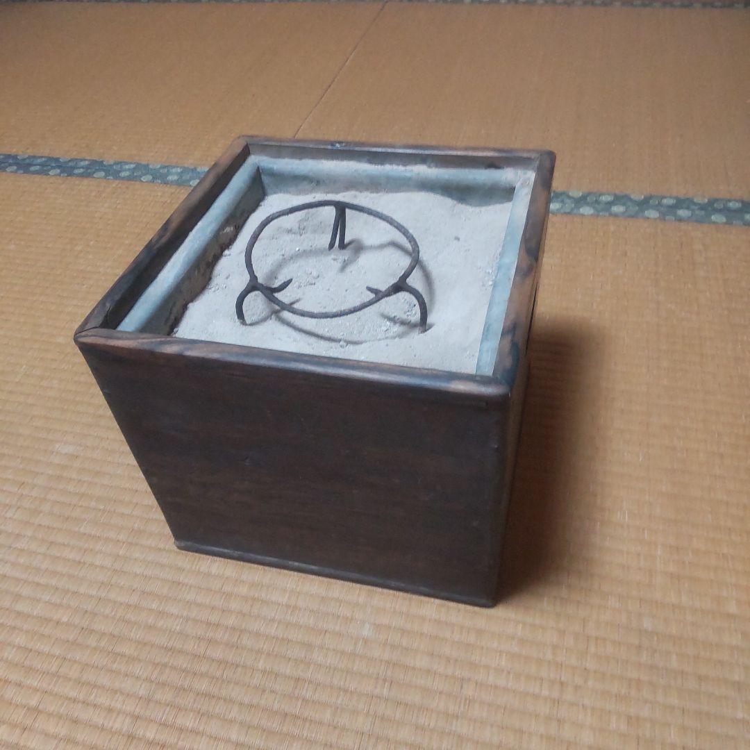 木製火鉢　レトロ　アンティーク　古民具　角火鉢　手あぶり火鉢　箱火鉢　伝統工芸