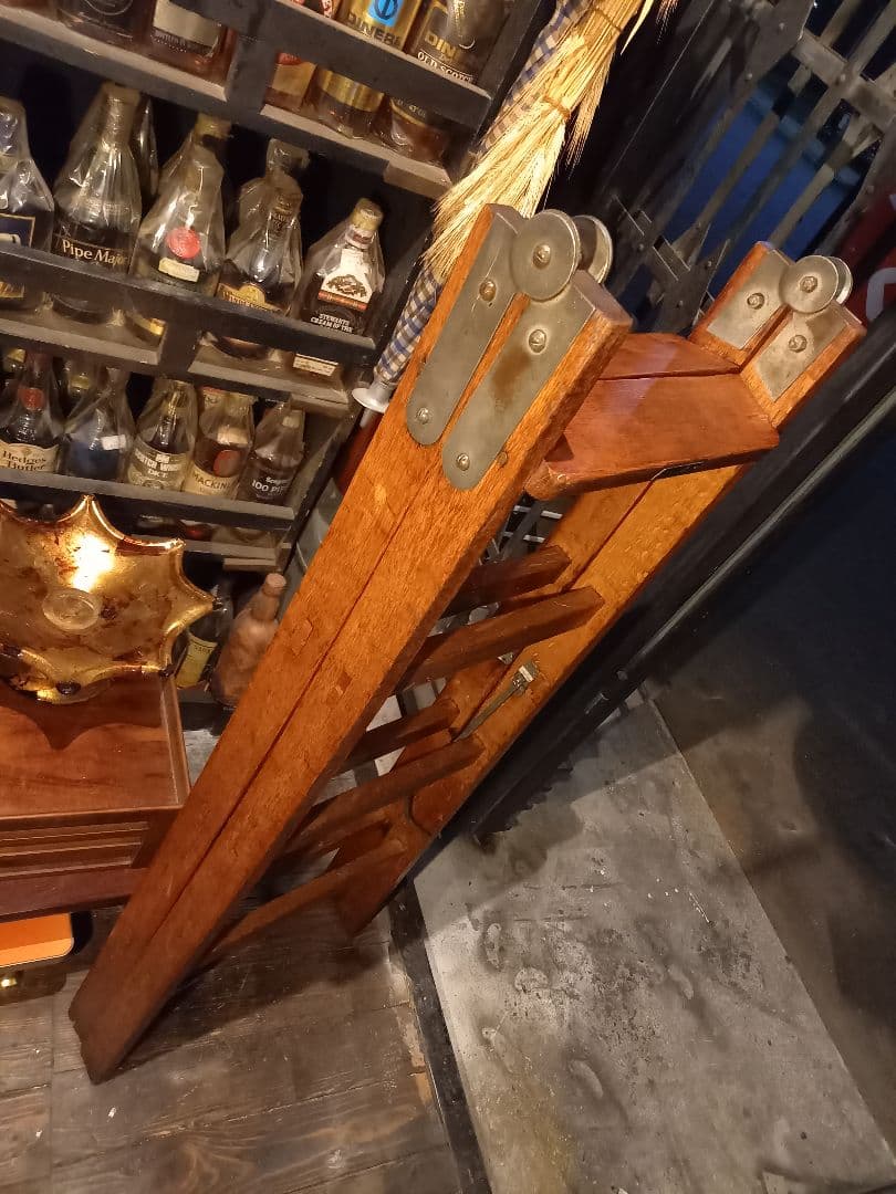 1960's　ヴィンテージ　ナチュラル　オーク　ウッド　ラダー　正直脚立　８号