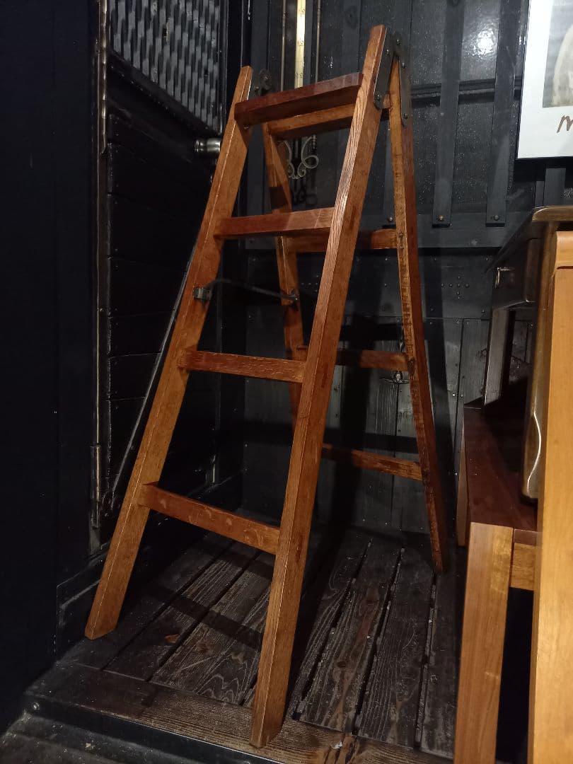1960's　ヴィンテージ　ナチュラル　オーク　ウッド　ラダー　正直脚立　８号