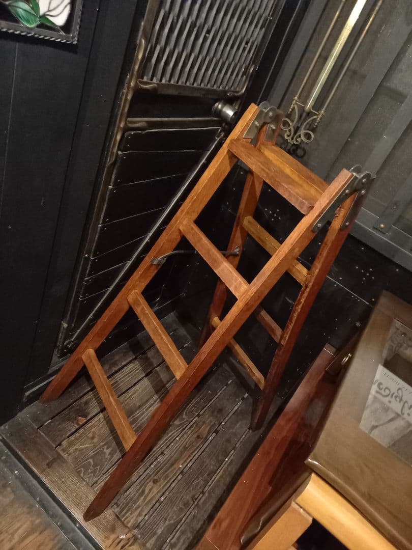 1960's　ヴィンテージ　ナチュラル　オーク　ウッド　ラダー　正直脚立　８号