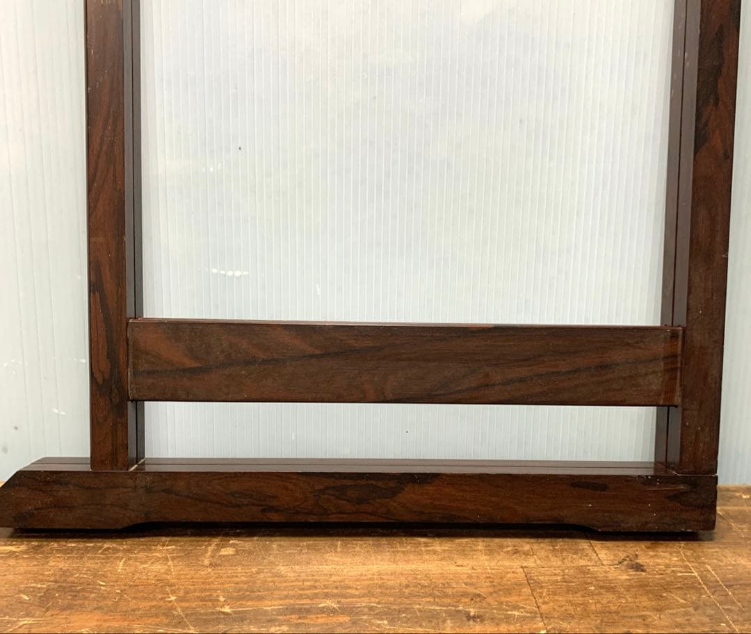 書道具 縞黒檀 唐木筆掛け 衣桁型 20本掛 古玩民具 習字