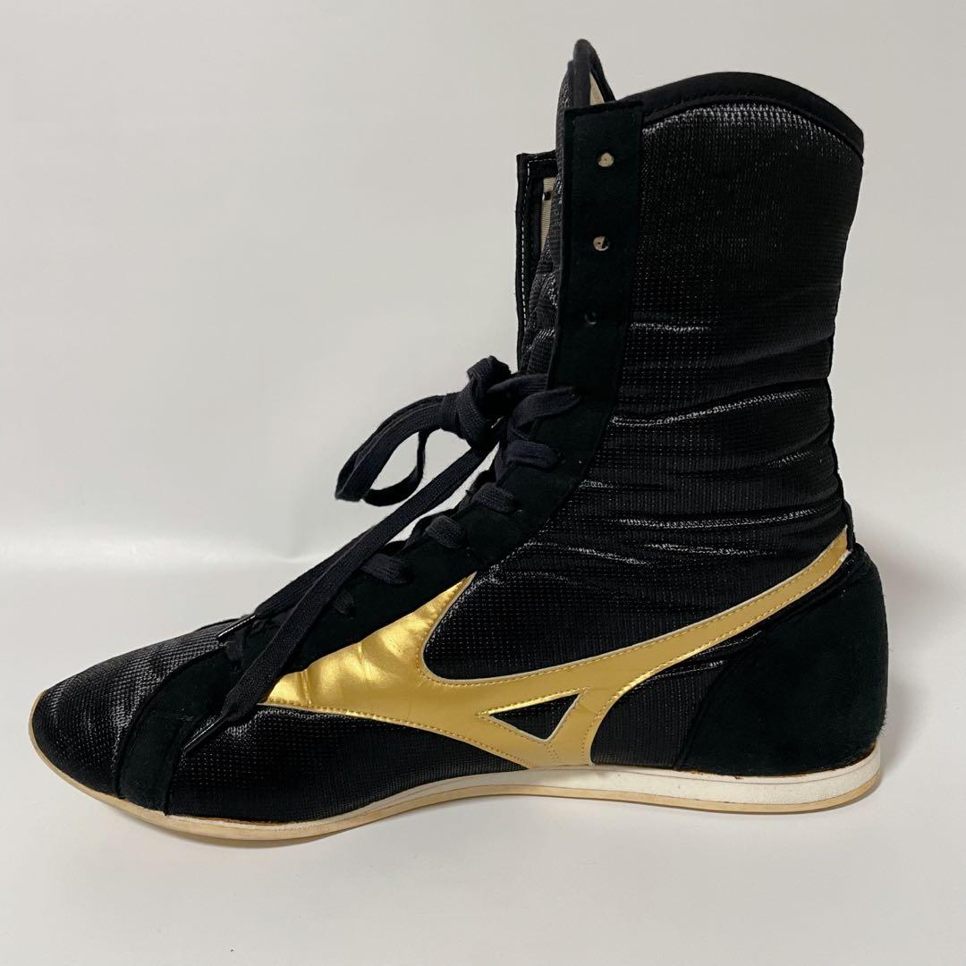【美品】Mizuno ミズノ ボクシングシューズ 黒 金 26.5 ハイカット