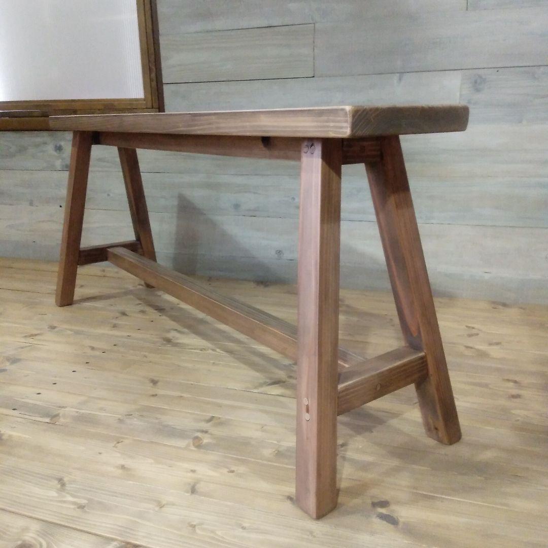 ※キズ有り　ハンドメイド木製ベンチ　幅100㎝　座面高45㎝　アンティークグレー