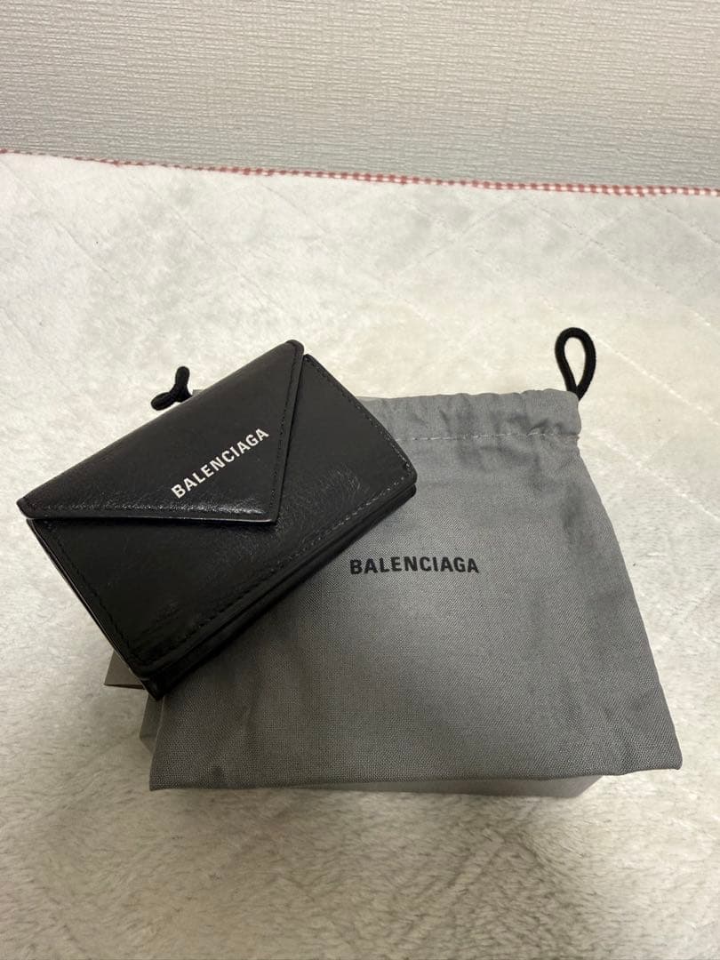 BALENCIAGA バレンシアガ ペーパーミニウォレット ブラック レザー