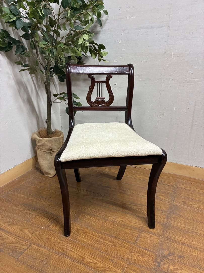 管429☆イギリス製☆アンティーク☆リラLyreバックチェア☆ダイニングチェア