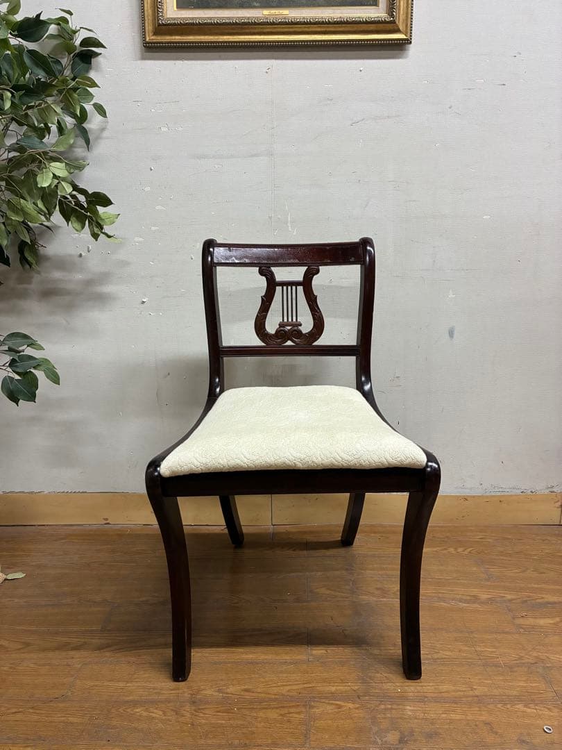 管429☆イギリス製☆アンティーク☆リラLyreバックチェア☆ダイニングチェア