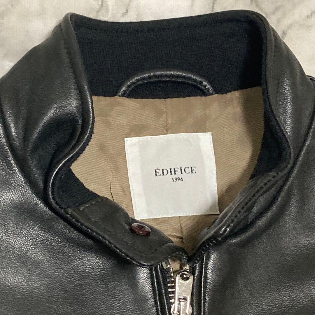 Edifice【高年式モデル】羊革 ラムレザー 黒 ブラック シングルライダース