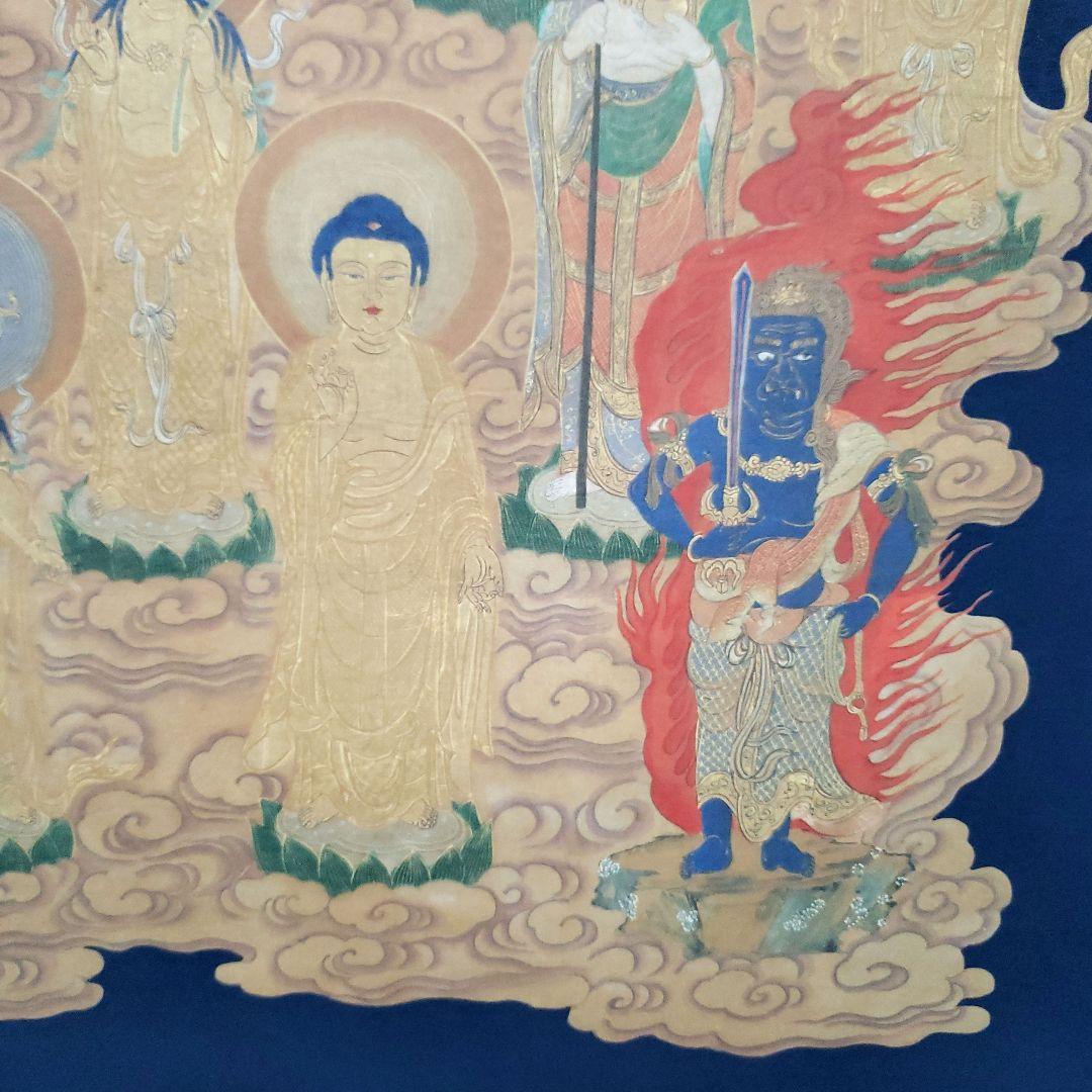 Ｂフライデー　希少　絹製品★十三仏 正絹 金襴茶表装★高さ：約151cm