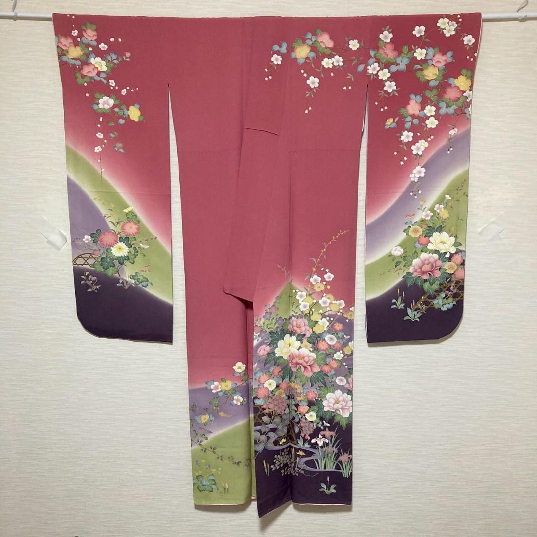 KA1930 振袖 身丈166cm 正絹 着物 成人式 トールサイズ