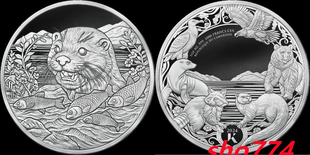 2024年1オンスproof銀貨カワウソ1オンス銀貨　発行数5千枚　極希少！