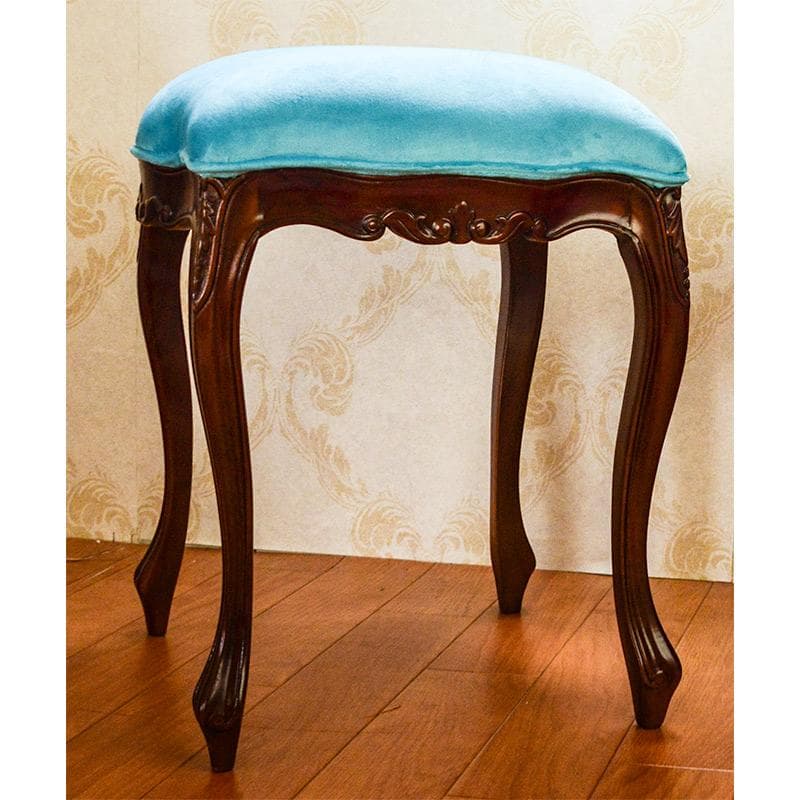 値下げ! マホガニー ロココ調　猫足スツール　モケット　匿名配送　明るいブルー